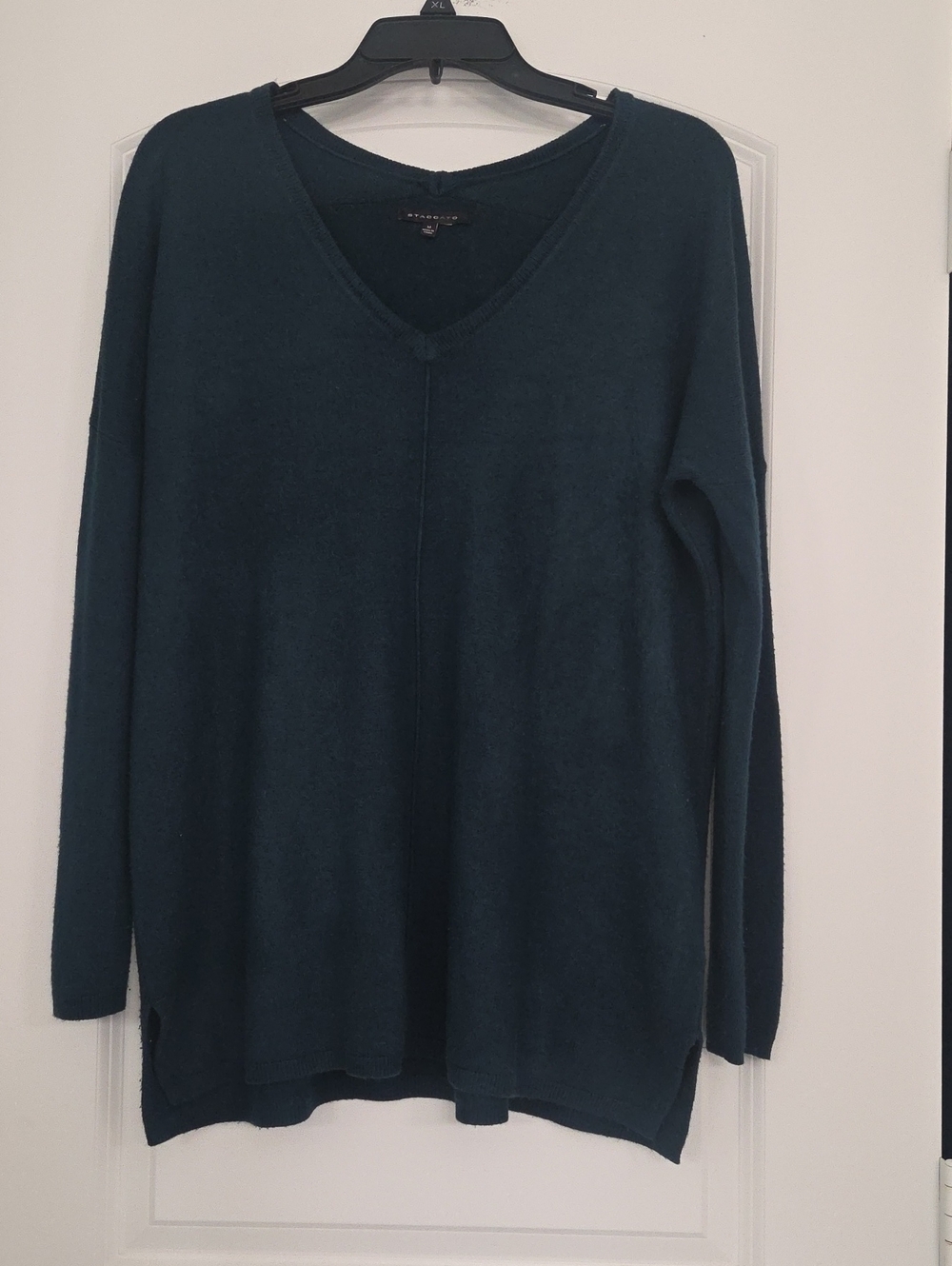Pretty Dark Green V Neck Sweater By Staccato. Good Condition. Roomy Size Medium.
